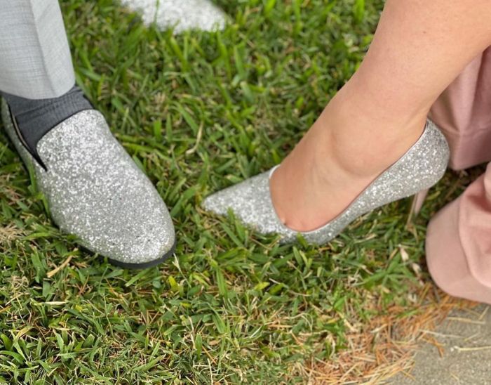 Silver shoes glitter wedding hitched seth aruna