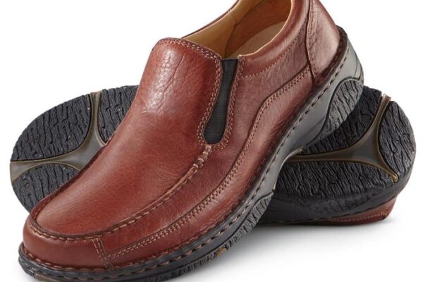 Mens brown leather slip on dress shoes