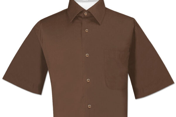 Mens brown short sleeve dress shirt