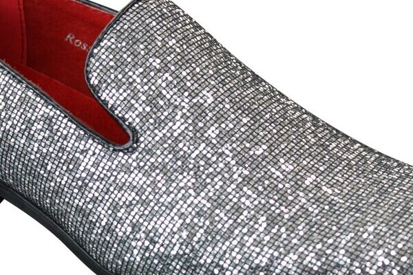 Silver glitter mens dress shoes