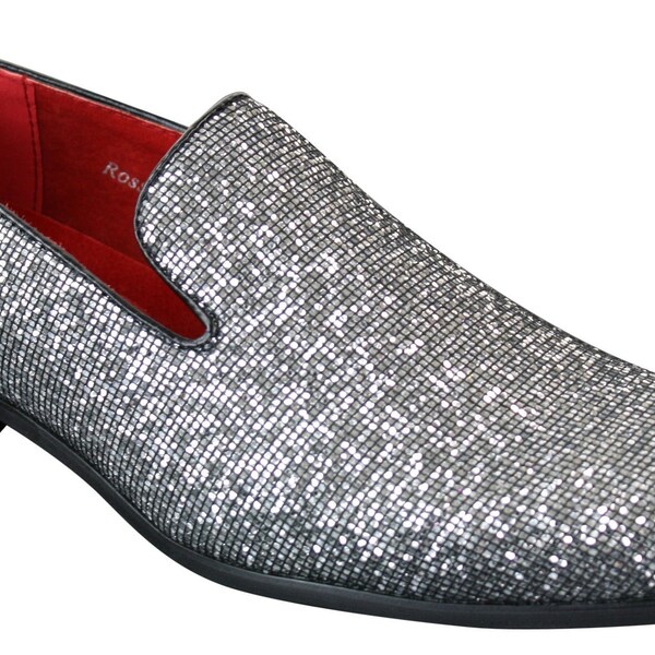 Silver glitter mens dress shoes