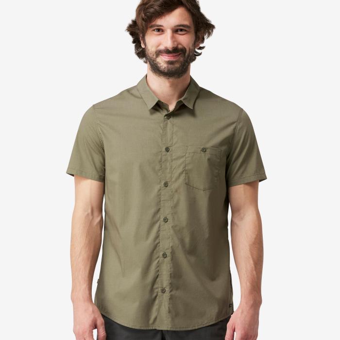 Mens brown short sleeve dress shirt